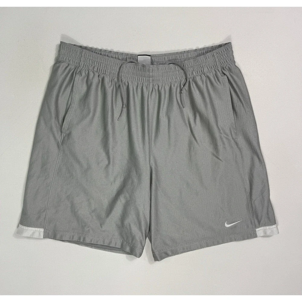 Nike Basketball Shorts Men's XL Grey Shiny Dazzle Baggy Swoosh Y2K Gym Active